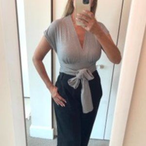 Gorgeous WAIST BOW METALIC SILVER TOP - ZARA M